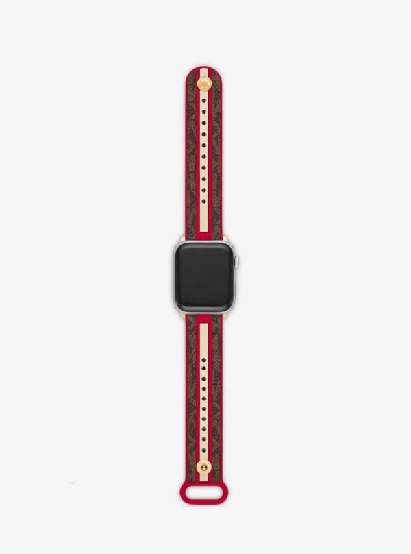 Damske Smart Hodinky Michael Kors Logo Stripe Strap For Apple® Červené - Hodinky Michael Kors Vypredaj | MFZSX-3289